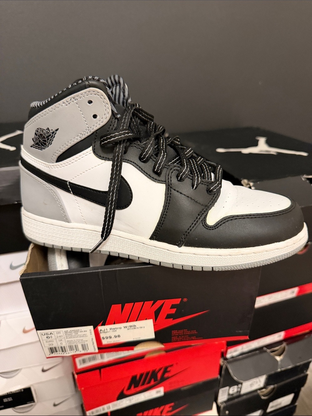 Nike Air Jordan 1 Mid Black White Gray Men's Sneaker